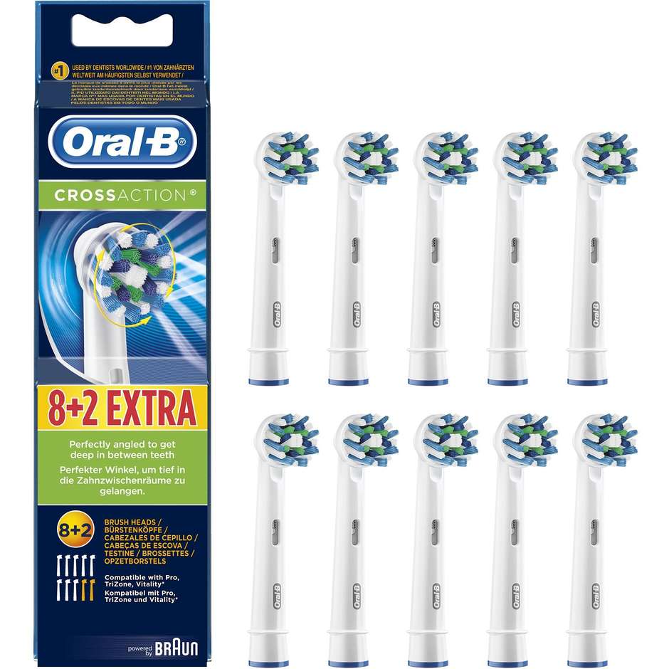Braun Oral-B CrossAction EB 50 Testine di ricambio per spazzolino 8 pz + 2 extra