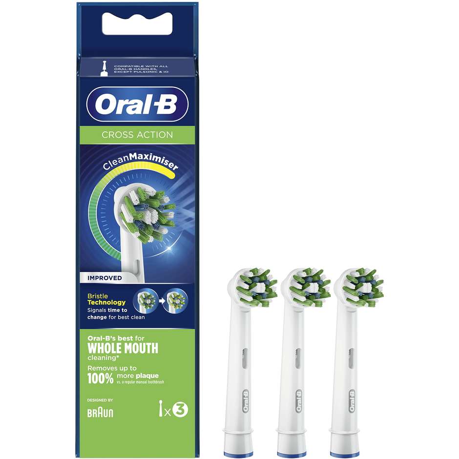 Braun Oral-B EB50-3 NEW CrossAction testine di ricambio per spazzolini elettrici colore bianco