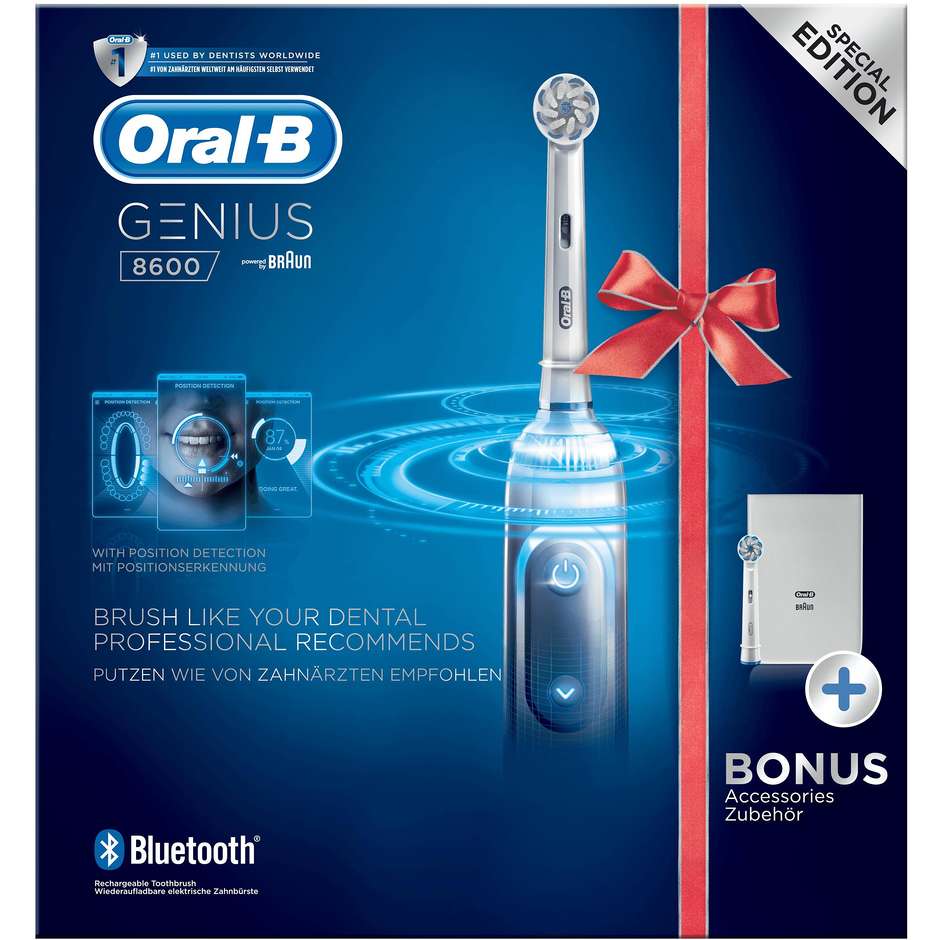 Braun Oral-B Genius 8600 Spazzolino elettrico testina rotonda Autonomia 12 giorni colore Bianco