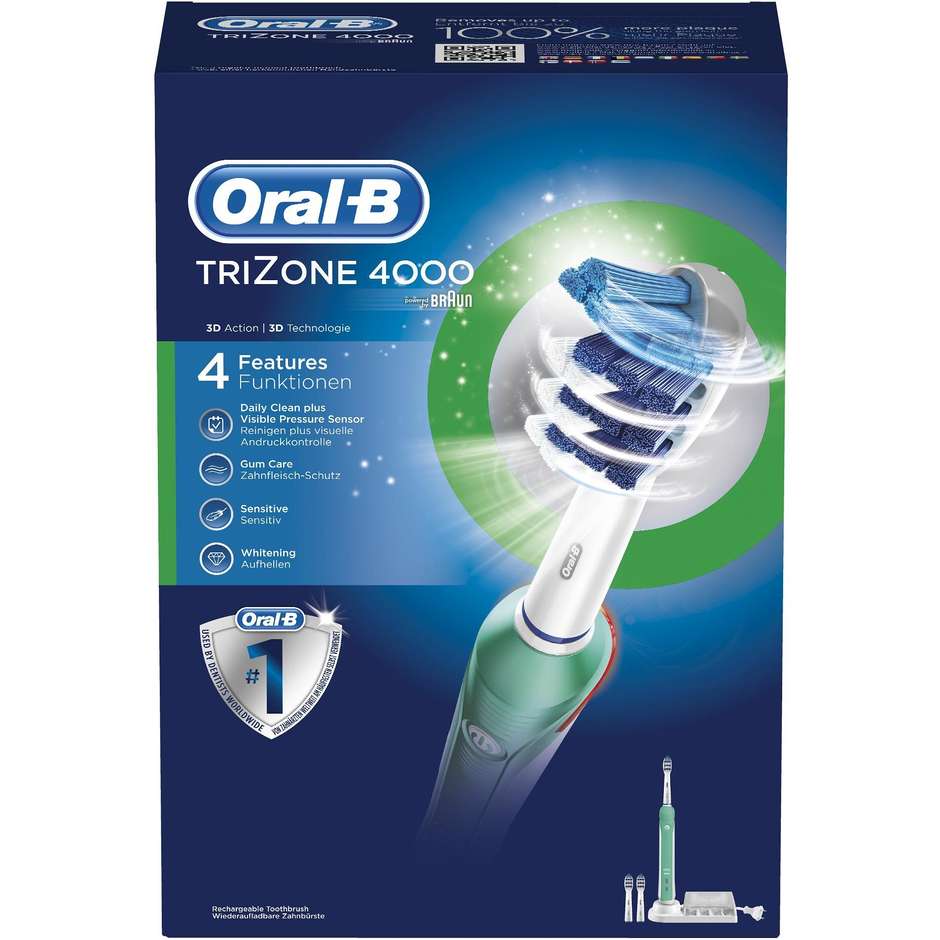 Braun Oral-B TriZone 4000 Spazzolino elettrico Effetto 3D colore Bianco,verde