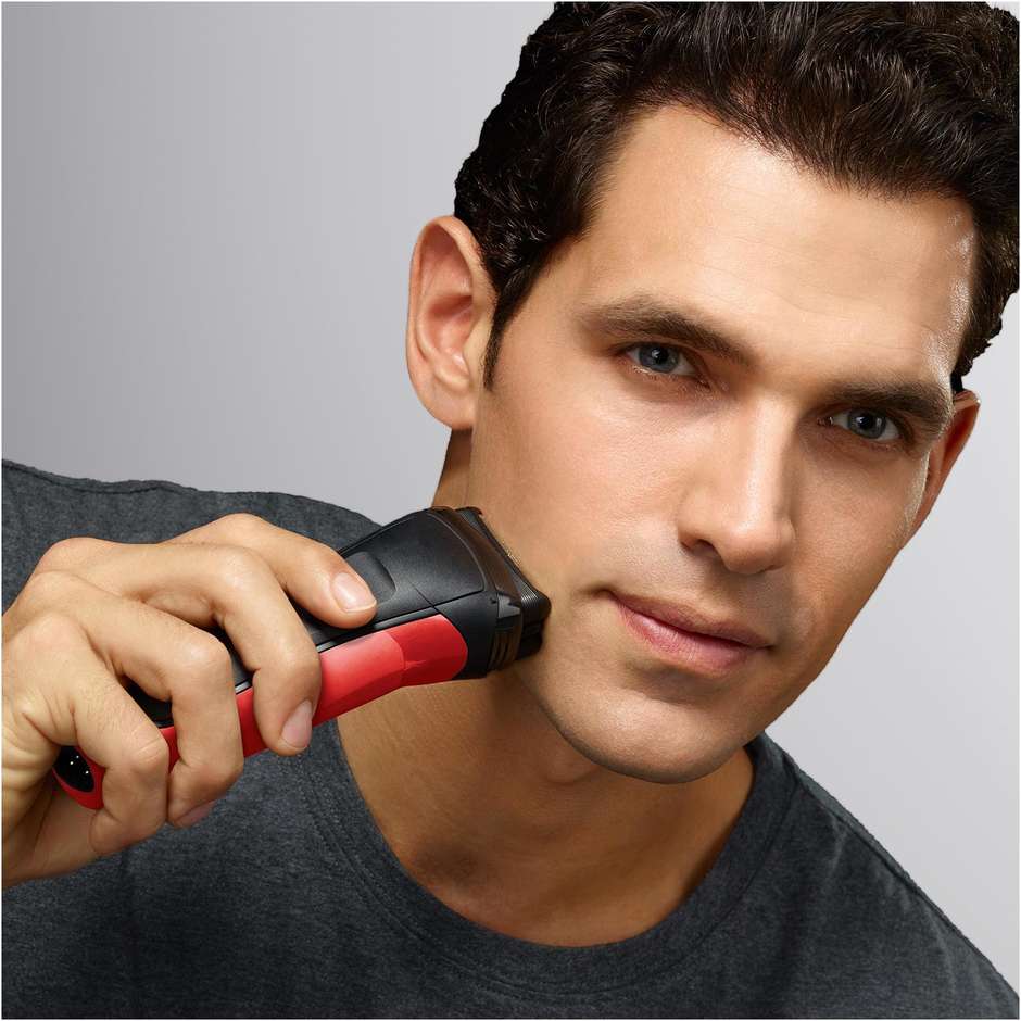 Braun Series 3 300s rasoio elettrico ricaricabile, rosso e nero