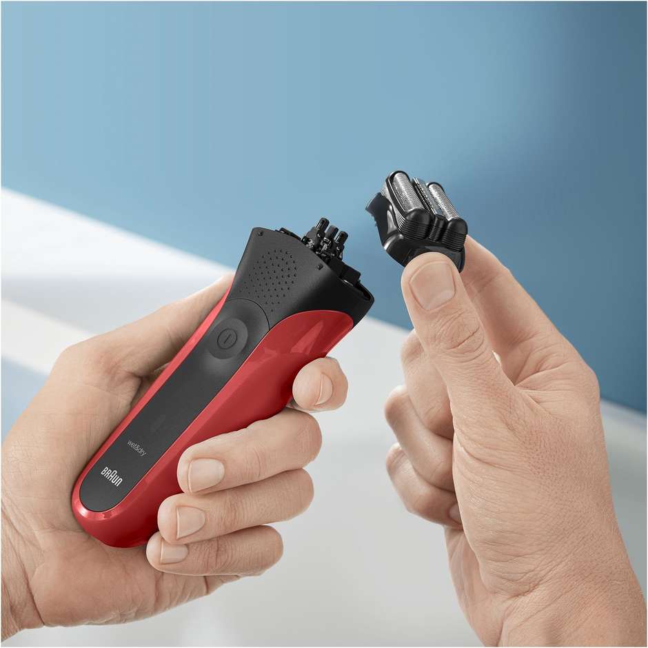 Braun Series 3 300s rasoio elettrico ricaricabile, rosso e nero