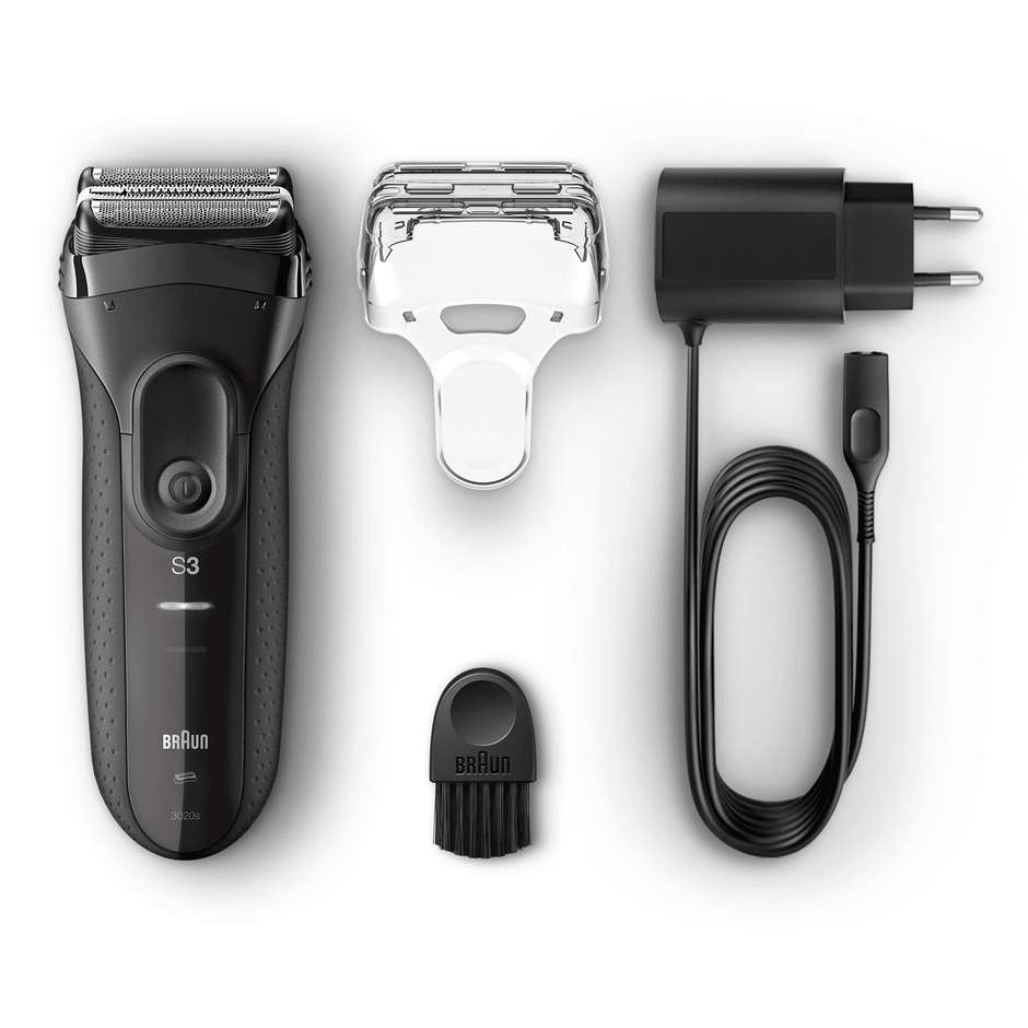 Braun Series 3 ProSkin 3020s rasoio a lamina nero ricaricabile con rifinitore