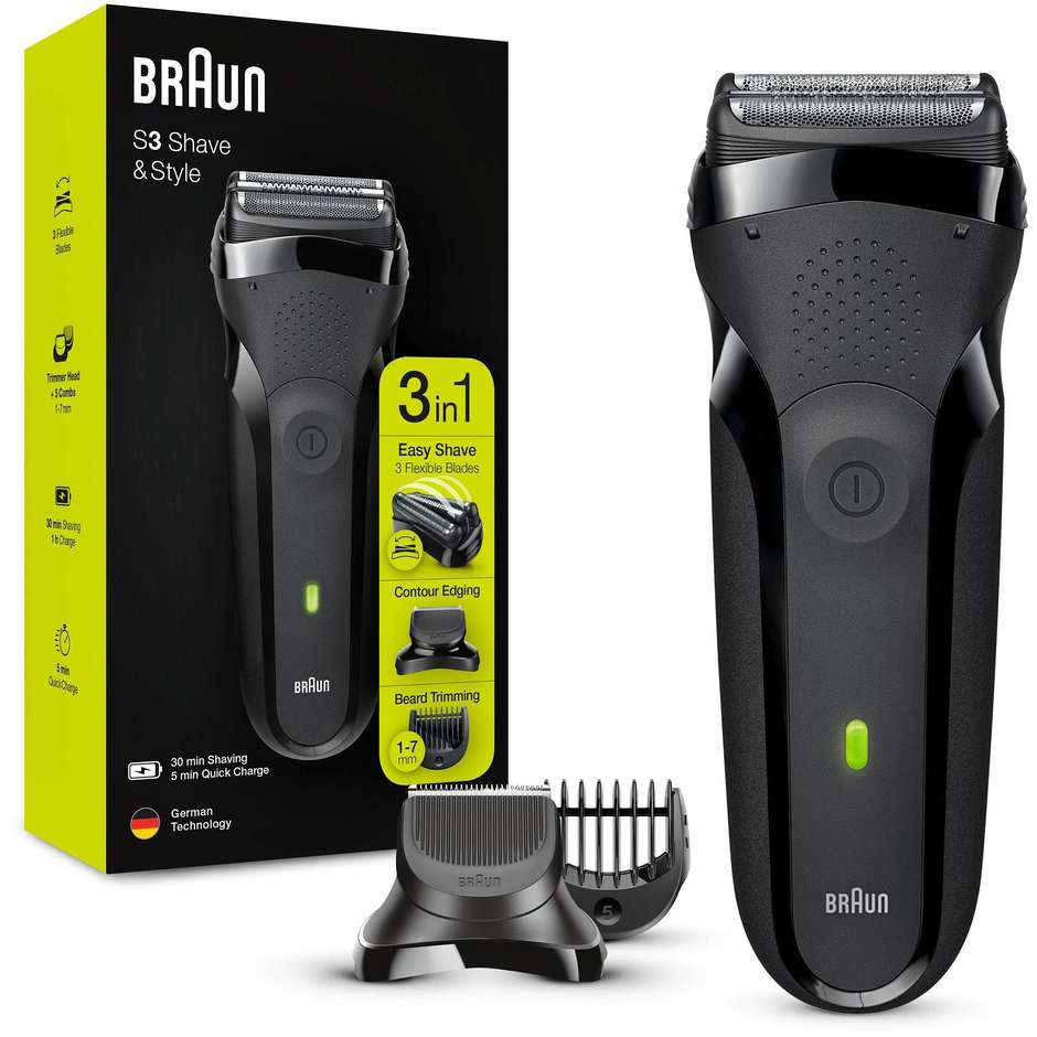 Braun Series 3 Shave&Style 300BT Rasoio Da Barba Elettrico Da Uomo Colore Nero