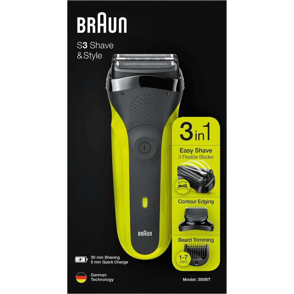 Braun Series 3 Shave&Style 300BT Rasoio Elettrico Ricaricabile senza fili colore nero