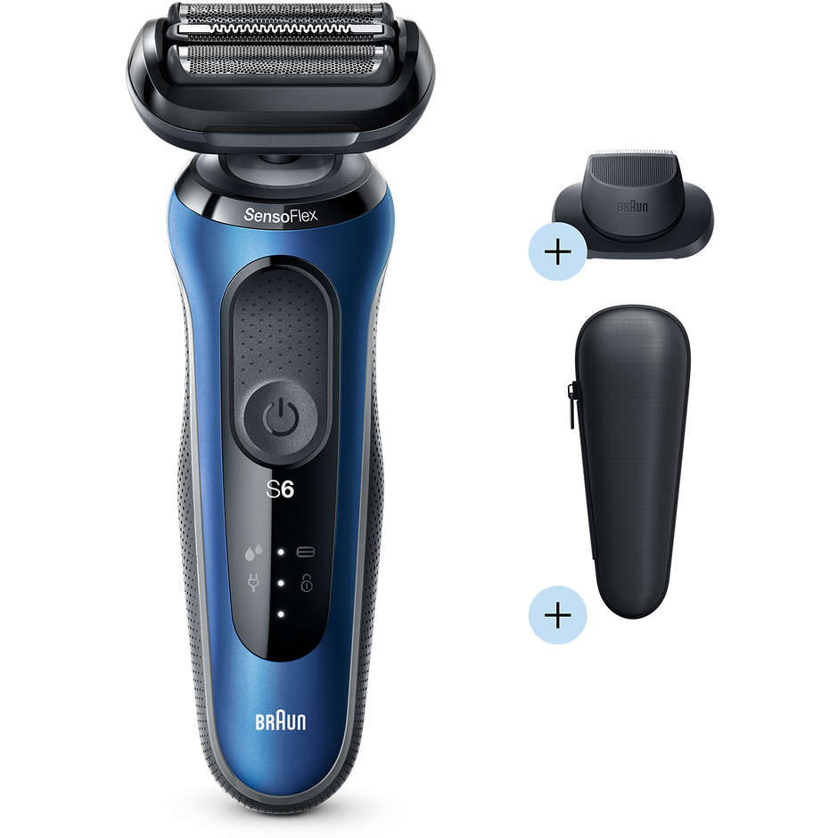 Braun Series 6 60-B1200s Rasoio Elettrico con Testina SensoFlex e Rifinitore Blu