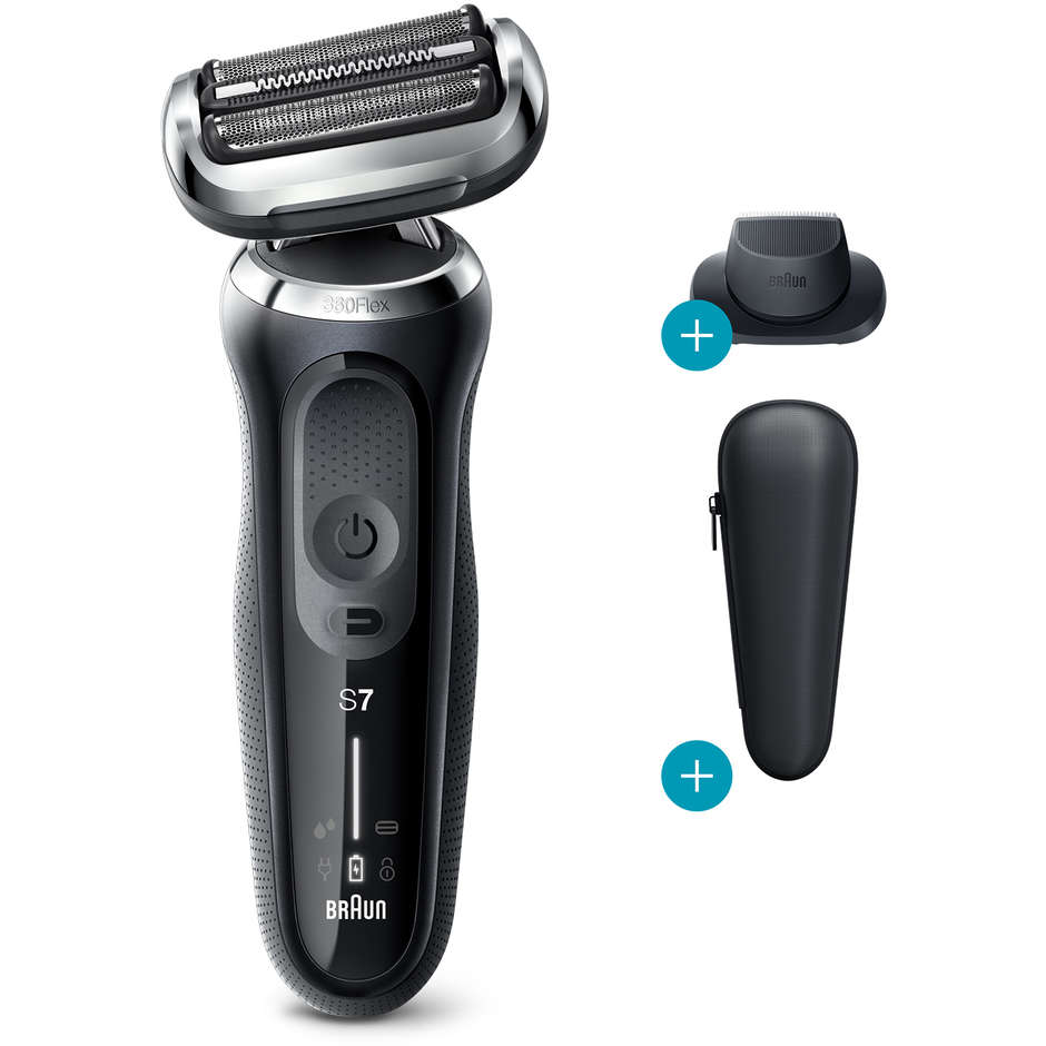 Braun Series 7 70-N1200S Rasoio Elettrico Wet & Dry con Testina 360° Flex e Custodia Nero