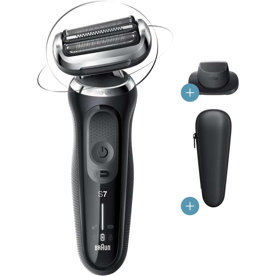 Braun Series 7 70-N1200S Rasoio Elettrico Wet & Dry con Testina 360° Flex e Custodia Nero