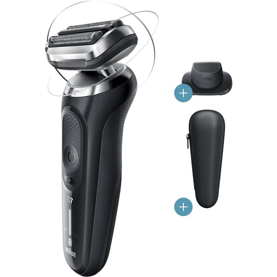 Braun Series 7 70-N1200S Rasoio Elettrico Wet & Dry con Testina 360° Flex e Custodia Nero
