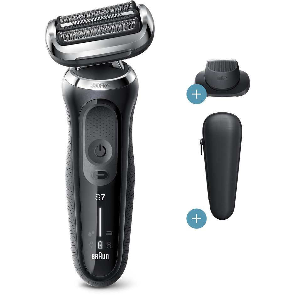 Braun Series 7 70-N1200S Rasoio Elettrico Wet & Dry con Testina 360° Flex e Custodia Nero