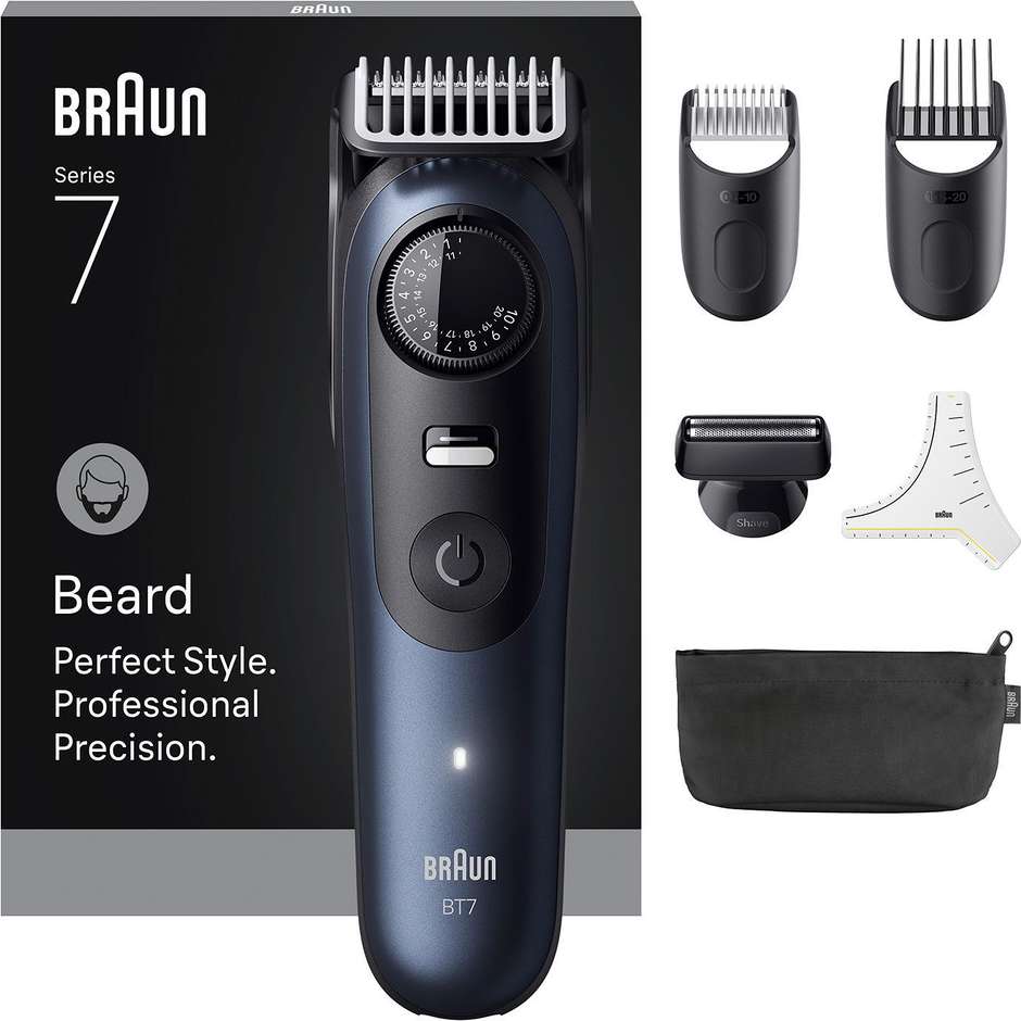 Braun Series 7 BT7520 Regolabarba di Precisione Wet & Dry con Ghiera 40 Lunghezze e ProBlade