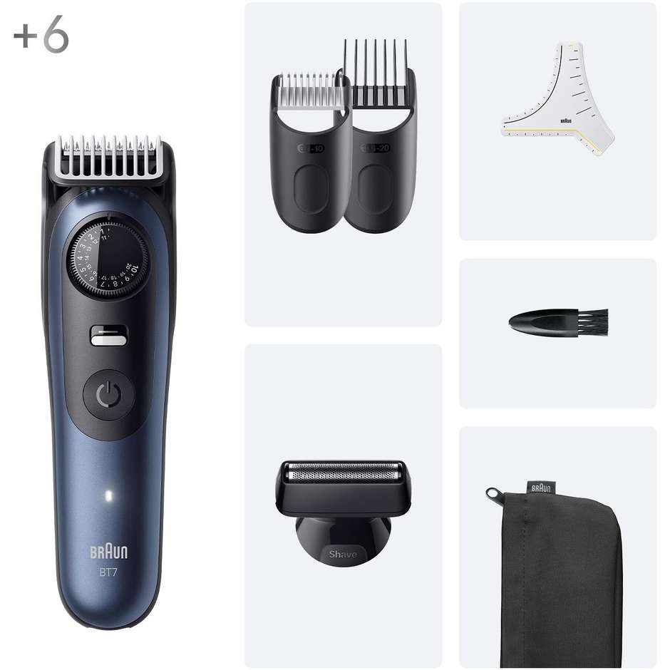 Braun Series 7 BT7520 Regolabarba di Precisione Wet & Dry con Ghiera 40 Lunghezze e ProBlade