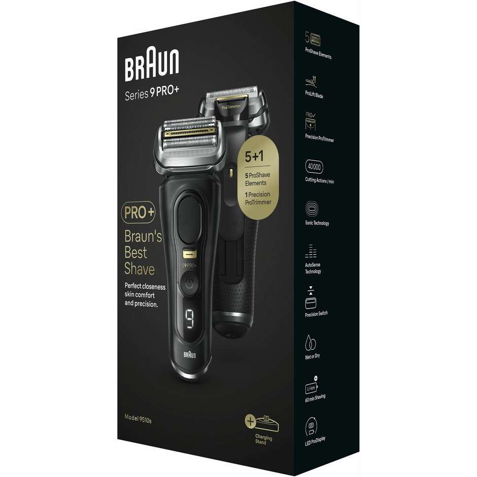 Braun Series 9 Pro+ 9510s Rasoio Trimmer Wet & Dry Accessori Colore Nero