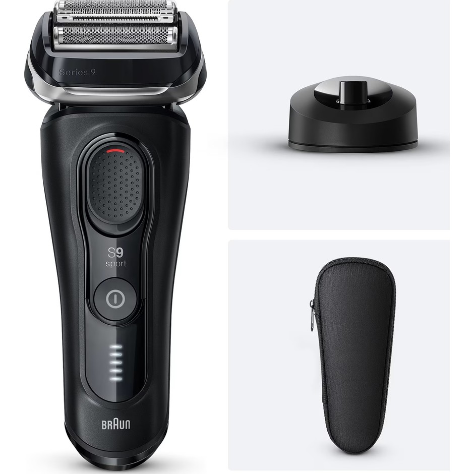 Braun Series 9 Sport S9110s rasoio elettrico Wet&Dry nero con base di ricarica