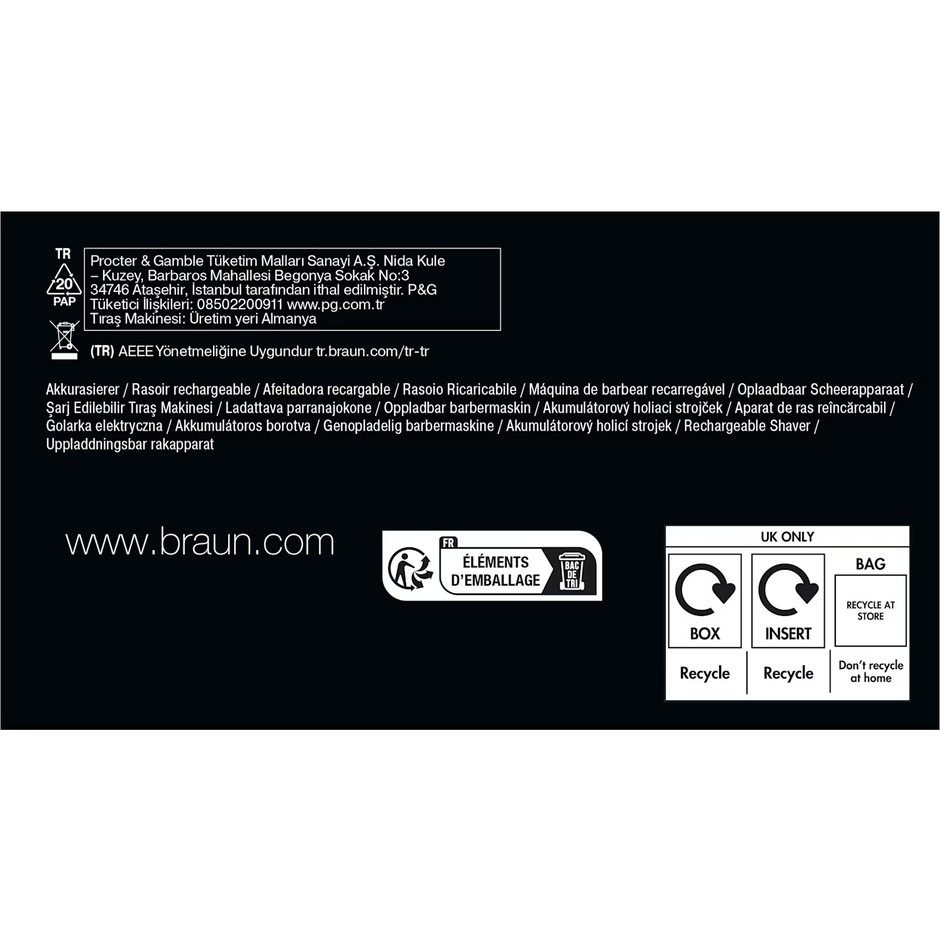 Braun Series 9 Sport S9110s rasoio elettrico Wet&Dry nero con base di ricarica