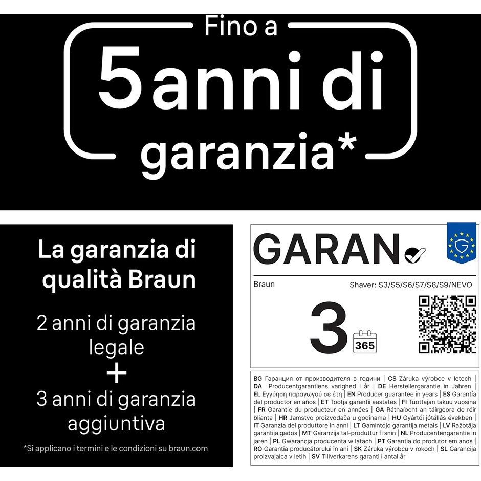 Braun Series 9 Sport S9110s rasoio elettrico Wet&Dry nero con base di ricarica
