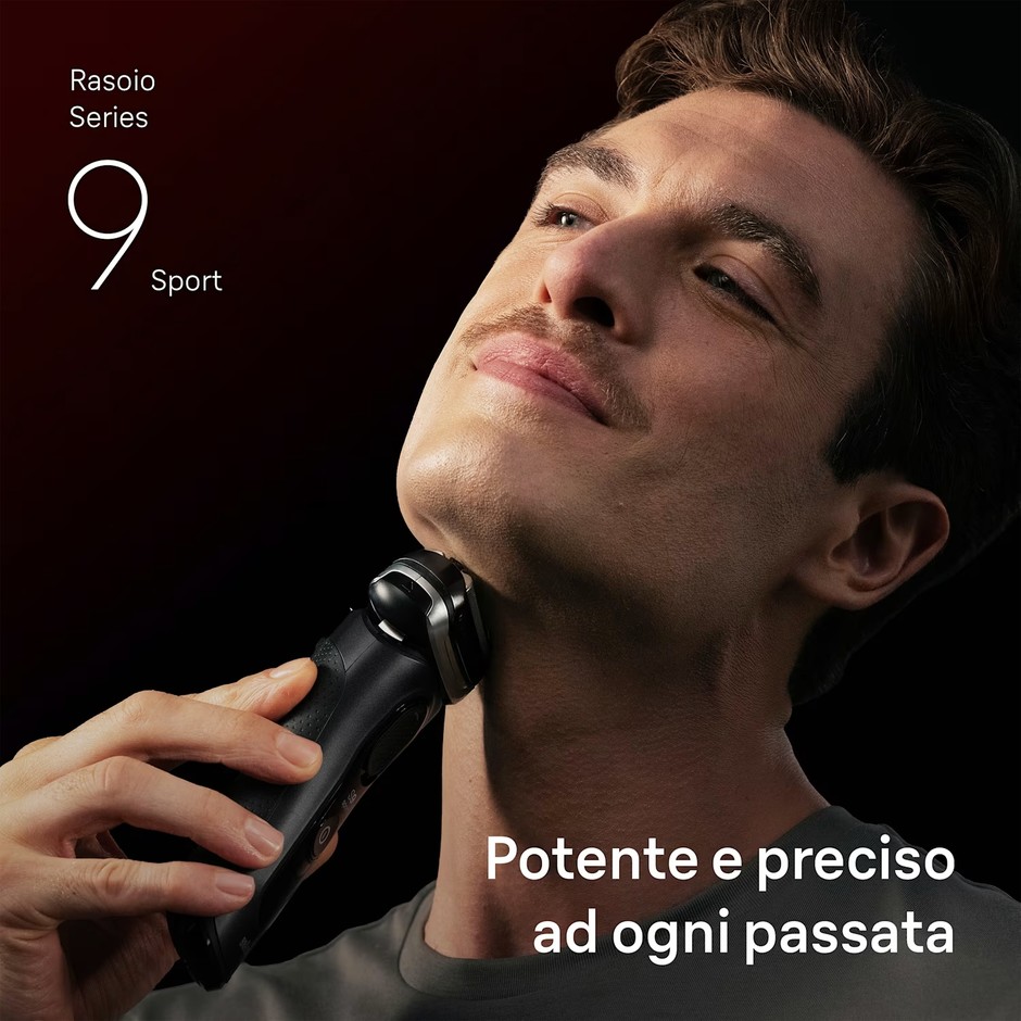 Braun Series 9 Sport S9110s rasoio elettrico Wet&Dry nero con base di ricarica