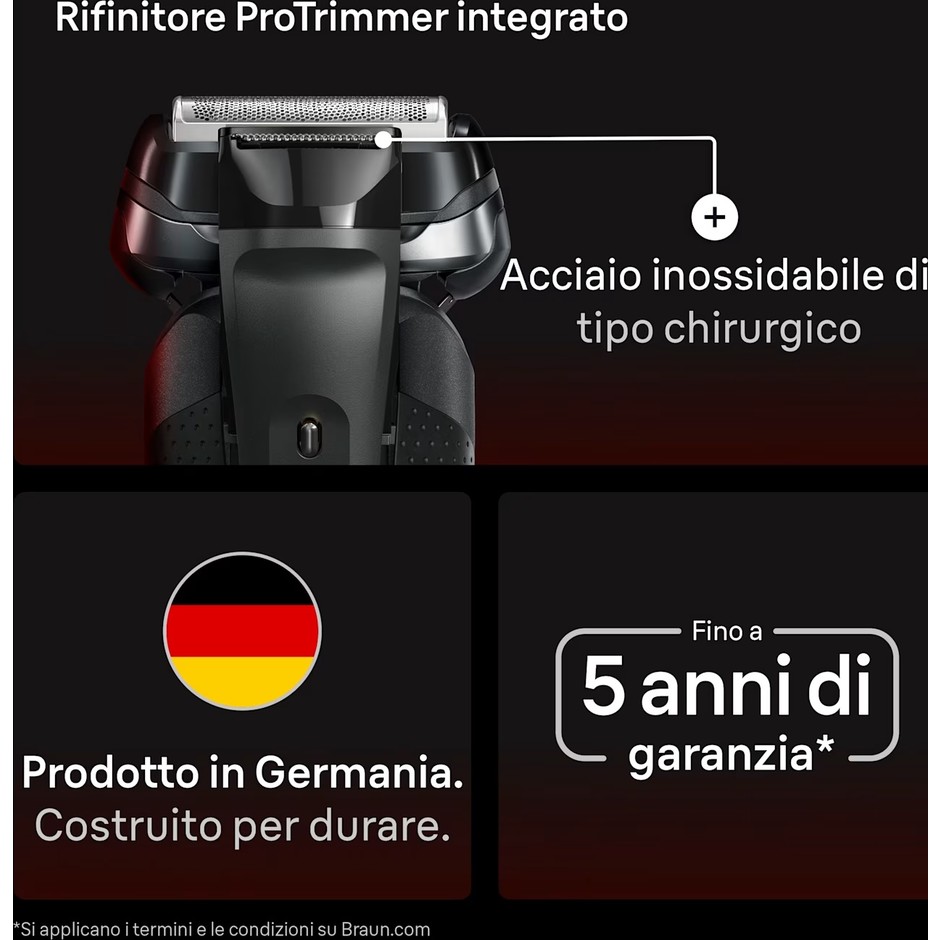 Braun Series 9 Sport S9110s rasoio elettrico Wet&Dry nero con base di ricarica