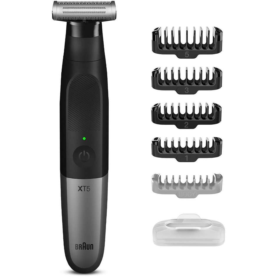 Braun Series XT5 XT5100 Rifinitore e Rasoio Ibrido per Barba e Corpo con 5 Pettini Wet & Dry