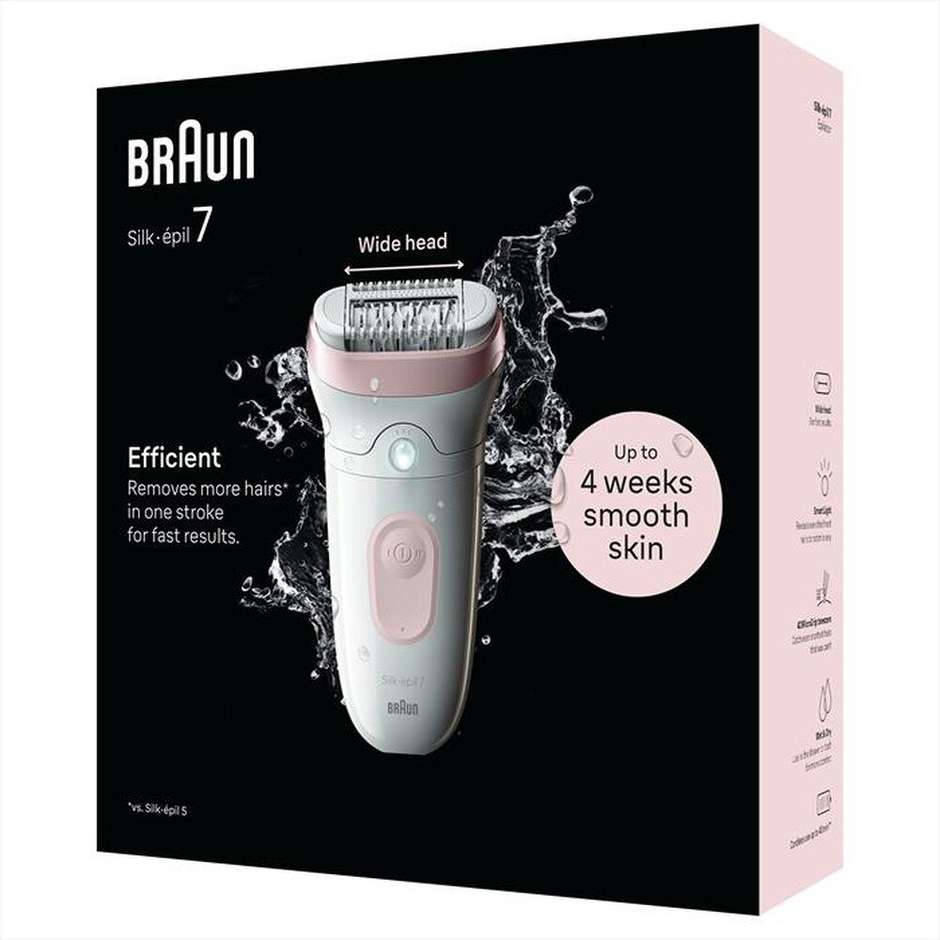 Braun Silk-epil 7 7-000 Epilatore Wet & Dry 40 Pinzette MicroGrip SmartLight