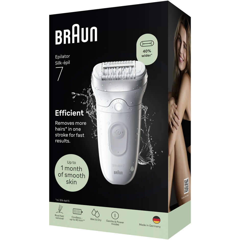 Braun Silk-epil 7 7-000 Epilatore Wet & Dry 40 Pinzette MicroGrip SmartLight