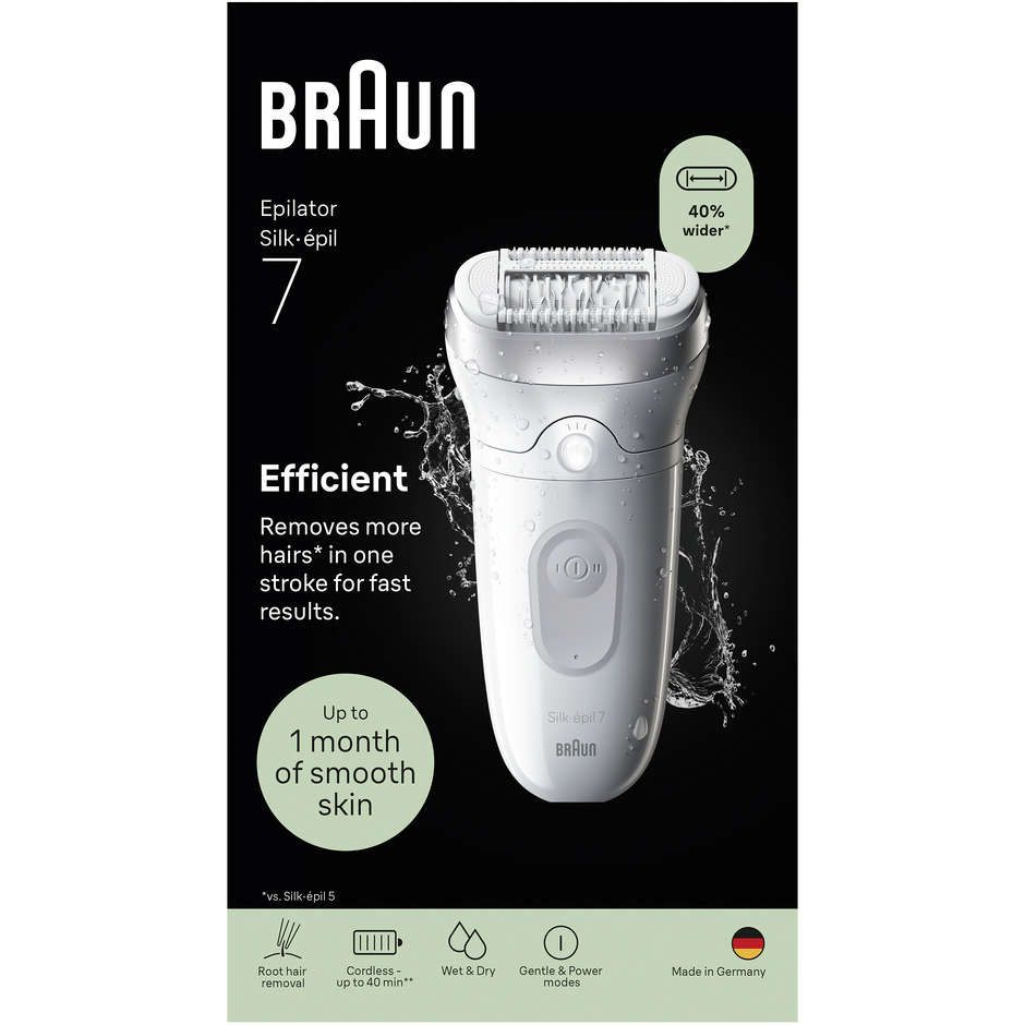Braun Silk-epil 7 7-000 Epilatore Wet & Dry 40 Pinzette MicroGrip SmartLight