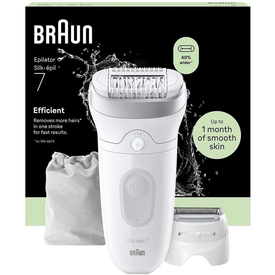 Braun Silk-epil 7 7-041 Epilatore Wet & Dry 40 Pinzette MicroGrip SmartLight