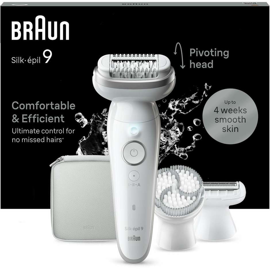 Braun Silk-epil 9 9-061 Epilatore Elettrico Donna Per Una Epilazione Facile Pelle Liscia a Lungo Colore Bianco, Argento