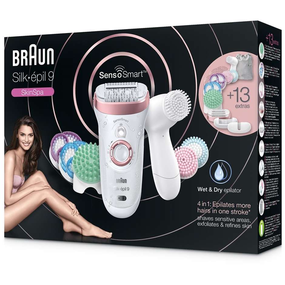 Braun Silk-epil 9-970 SkinSpa SensoSmart epilatore Wet & Dry con 13 accessori