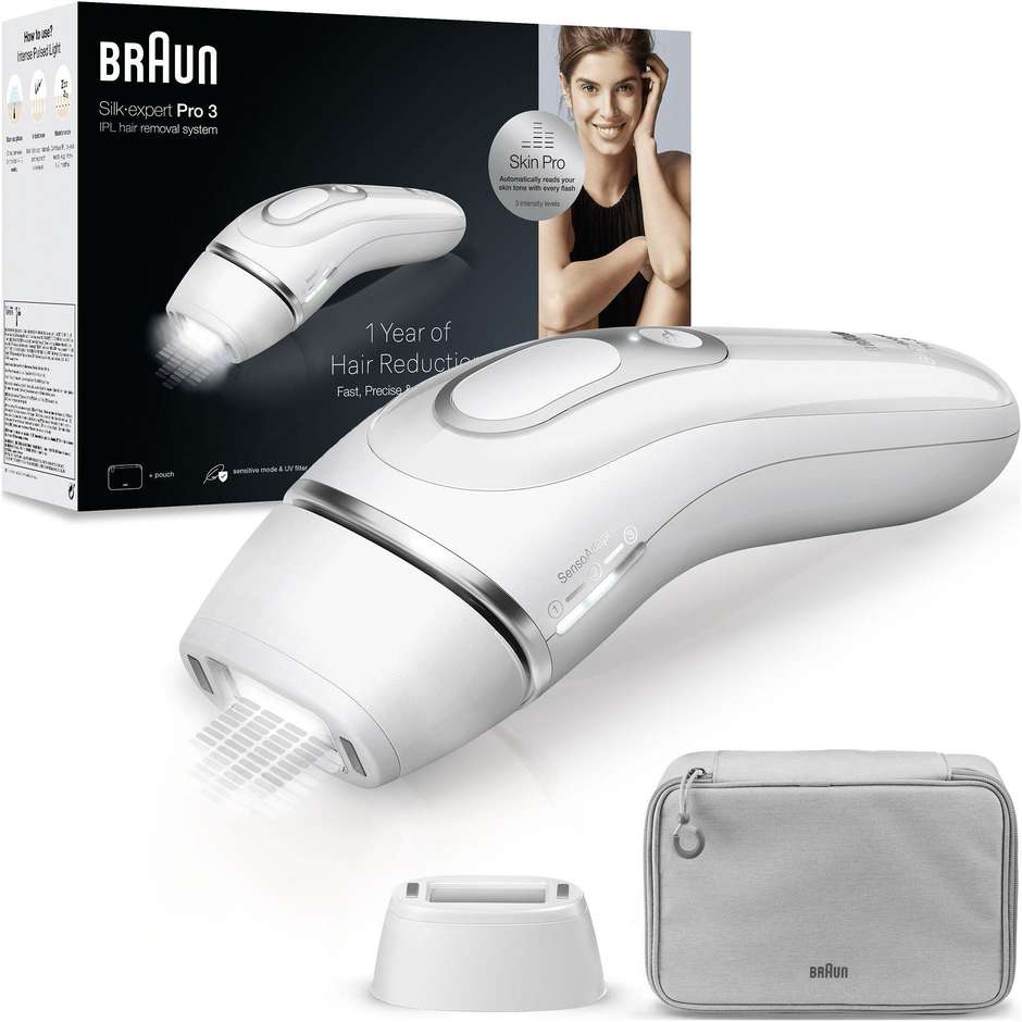 Braun Silk-expert Pro 3 PL3020 dispositivo IPL bianco e argento