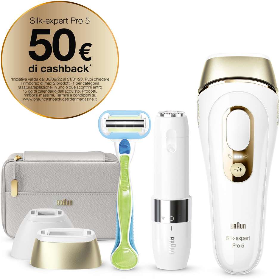 Braun Silk-expert Pro 5 PL5159 Epilatore a Luce Pulsata IPL con Rasoio Viso Mini