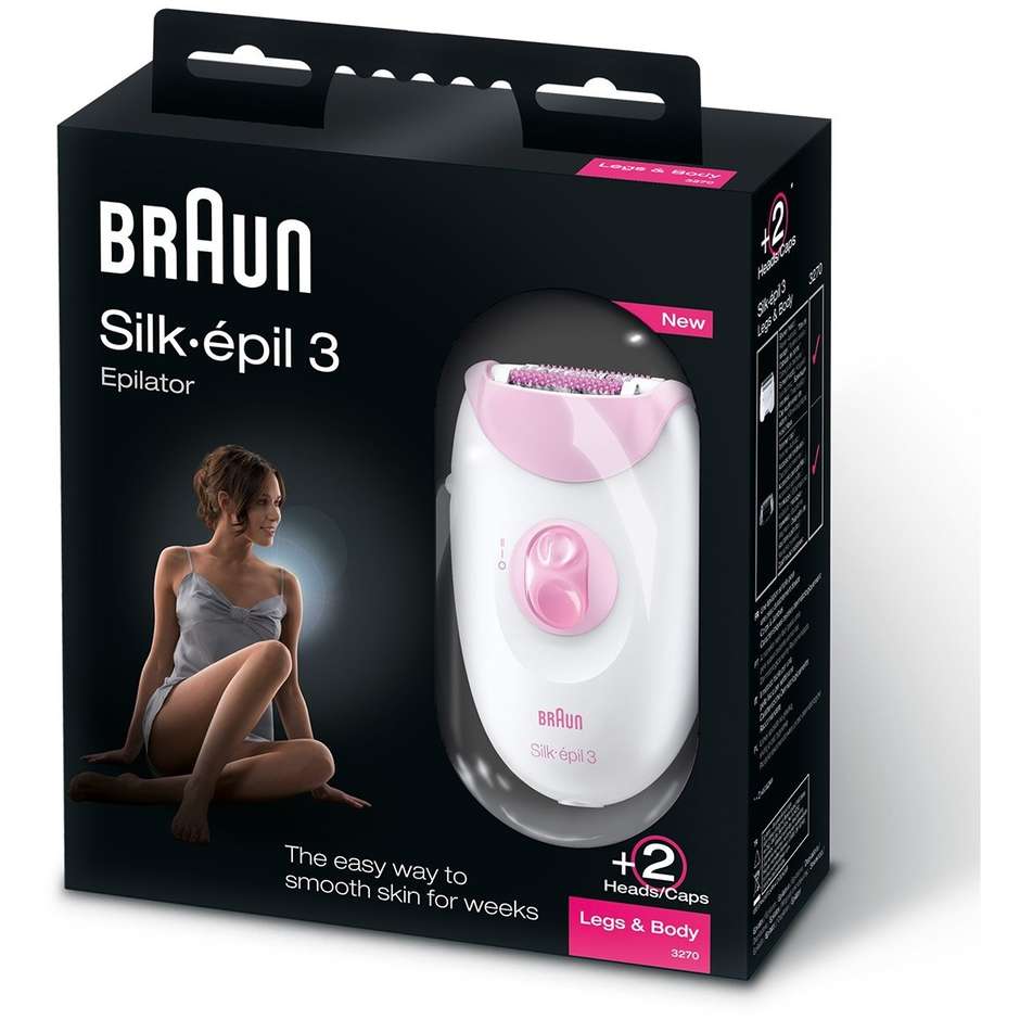 Braun Silk-èpil 3270 Epilatore Gambe e Corpo Colore Bianco/ Rosa