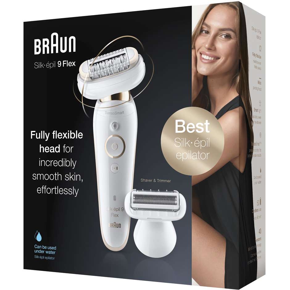Braun Silk-èpl 9 Flex 9002 Epilatore per corpo ricaricabile Wet&Dry 4 accesori inclusi