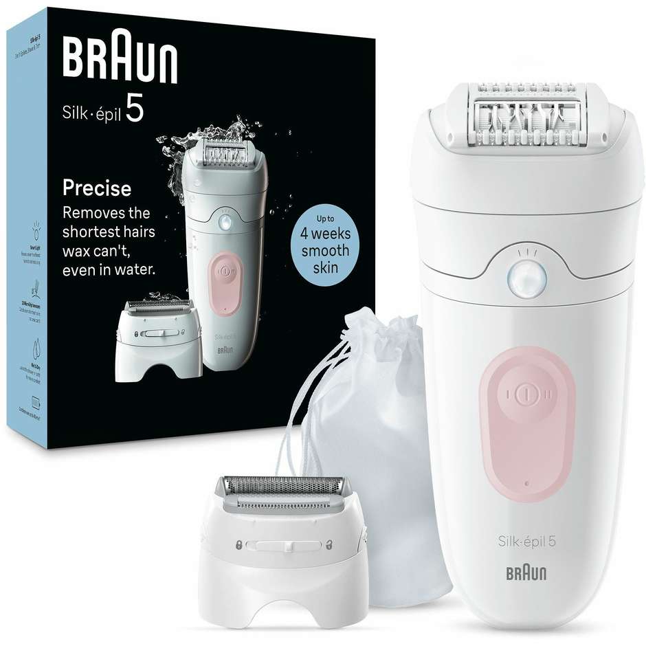 Braun Silk-épil 5 5030 Epilatore Donna Wet & Dry per Principianti con Cappuccio Rulli