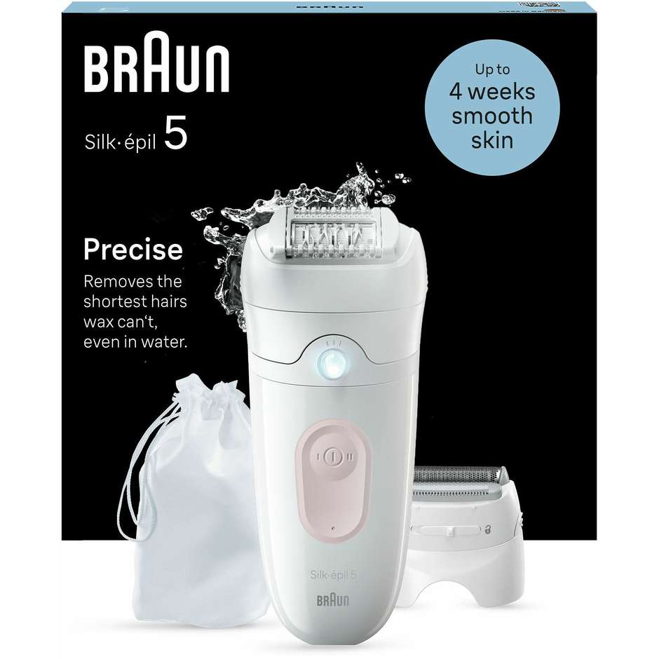 Braun Silk-épil 5 5030 Epilatore Donna Wet & Dry per Principianti con Cappuccio Rulli