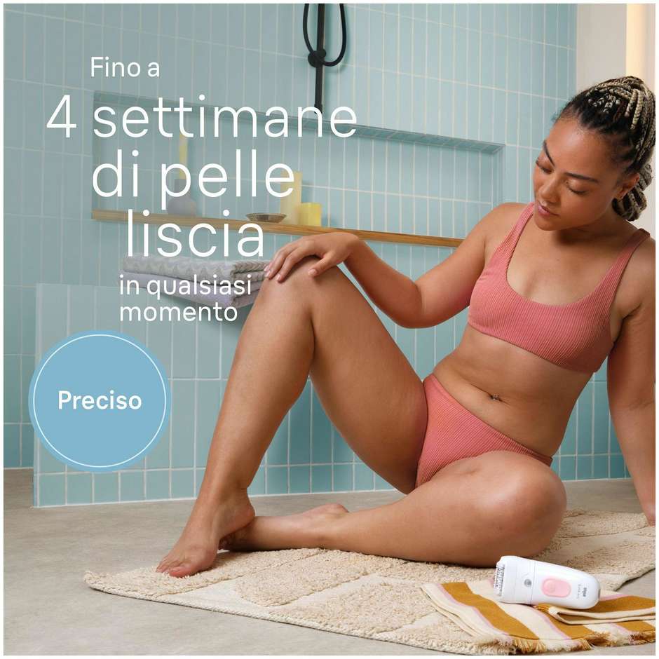 Braun Silk-épil 5 5030 Epilatore Elettrico Donna Wet & Dry, 28 Pinzette MicroGrip, Rosa/Bianco