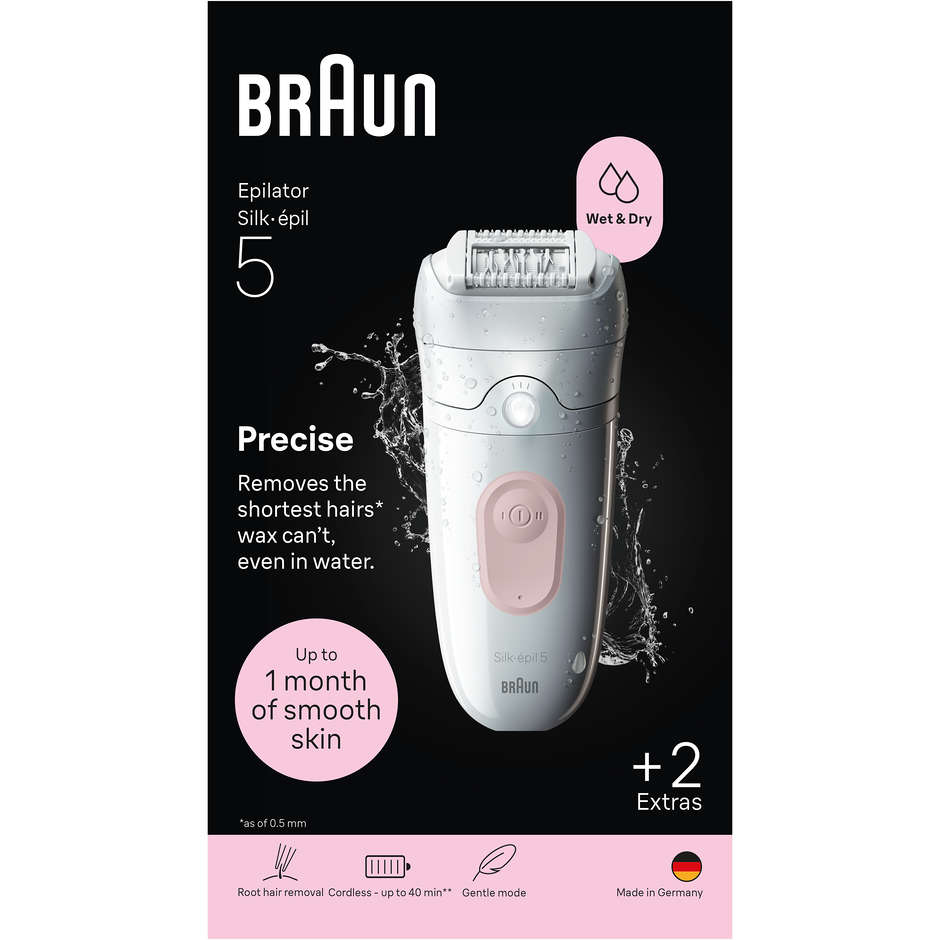 Braun Silk-épil 5 SE5-011 Epilatore Wet & Dry 28 Pinzette Flamingo Pink