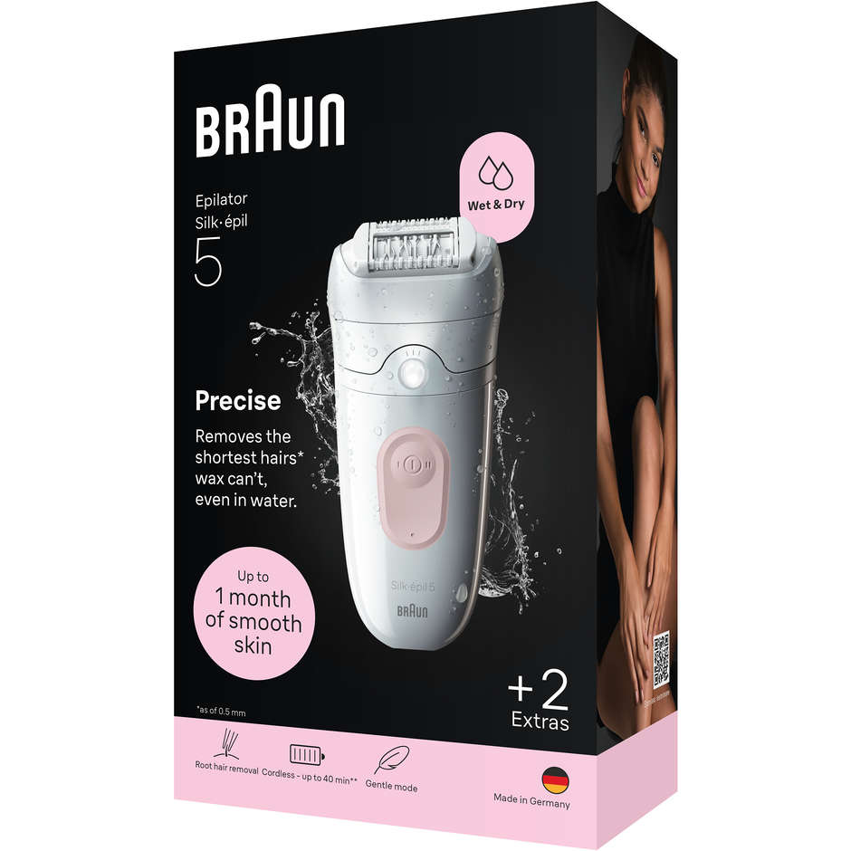 Braun Silk-épil 5 SE5-011 Epilatore Wet & Dry 28 Pinzette Flamingo Pink