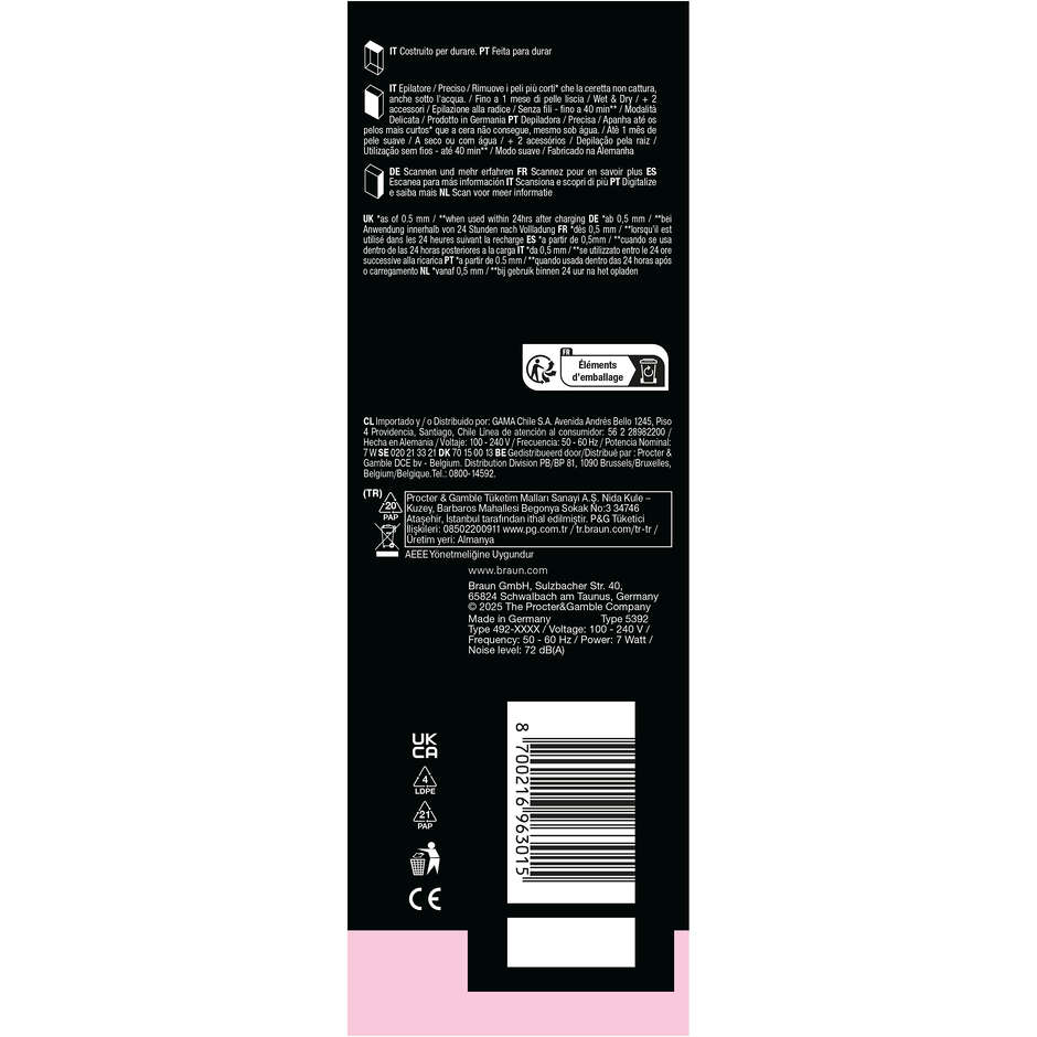 Braun Silk-épil 5 SE5-011 Epilatore Wet & Dry 28 Pinzette Flamingo Pink
