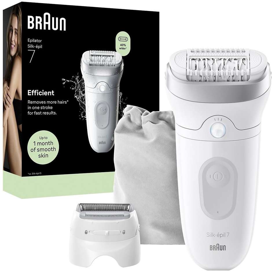Braun Silk-épil 7 SE7-041 Epilatore Ricaricabile Wet & Dry con Testina Rasoio
