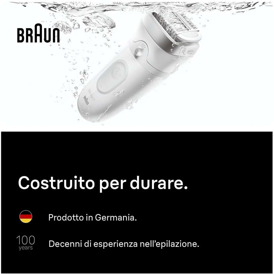 Braun Silk-épil 7 SE7-041 Epilatore Ricaricabile Wet & Dry con Testina Rasoio