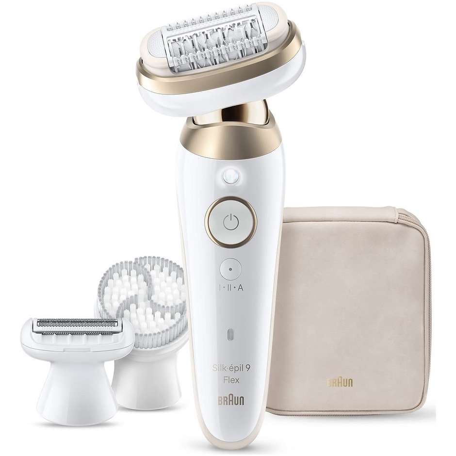 Braun Silk-épil 9-060 3D epilatore Wet & Dry con 40 pinzette, bianco e oro