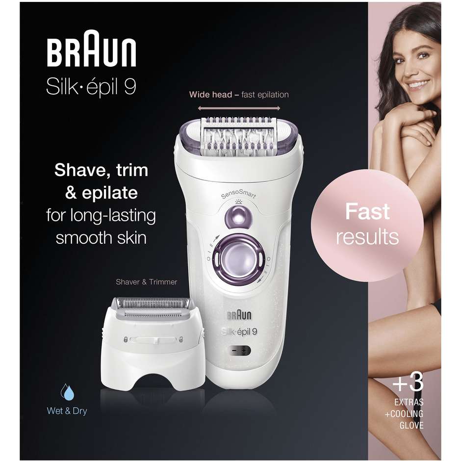 Braun Silk-épil 9-710 Epilatore elettrico donna ricaricabile Wet&Dry Autonomia 50 min colore Bianco