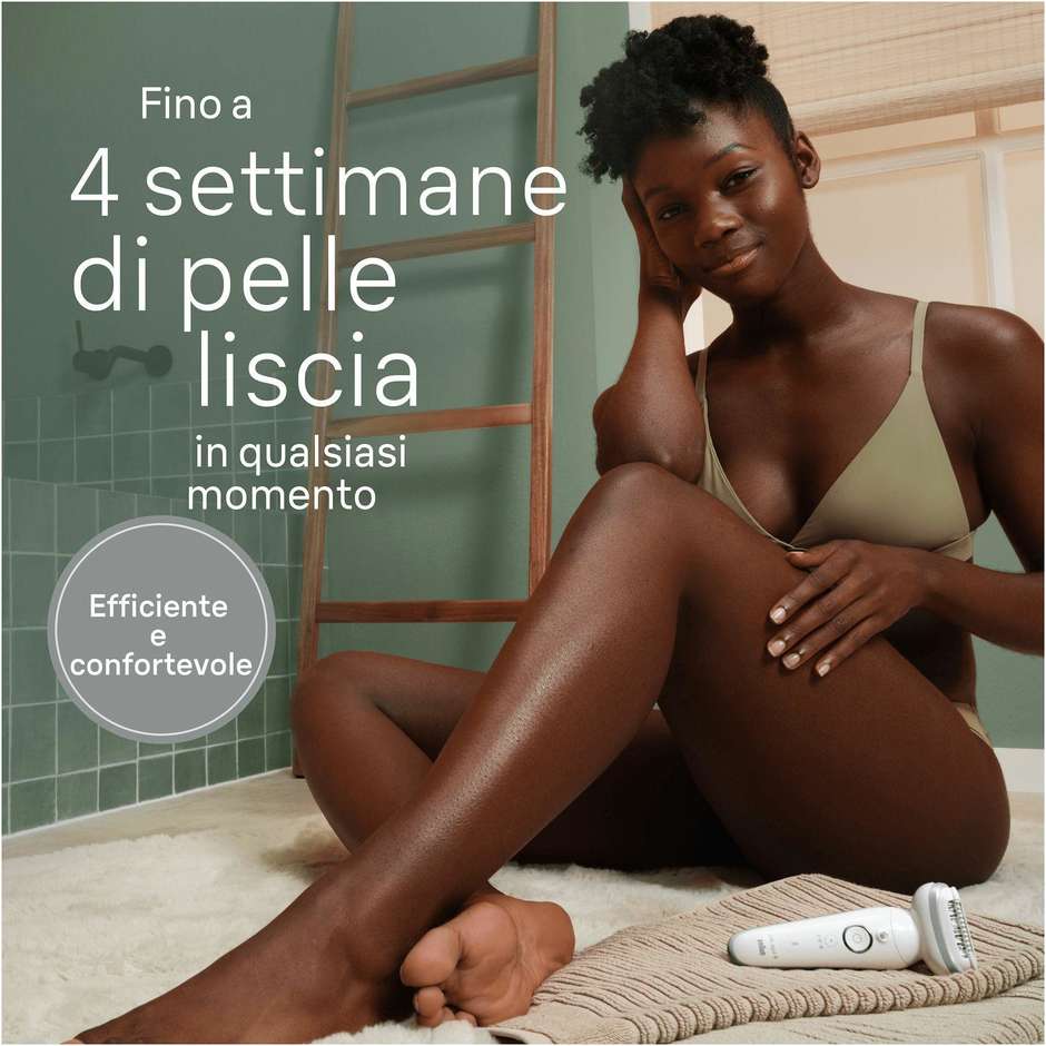 Braun Silk-épil 9 9-061 epilatore MicroGrip bianco e argento con 40 pinzette