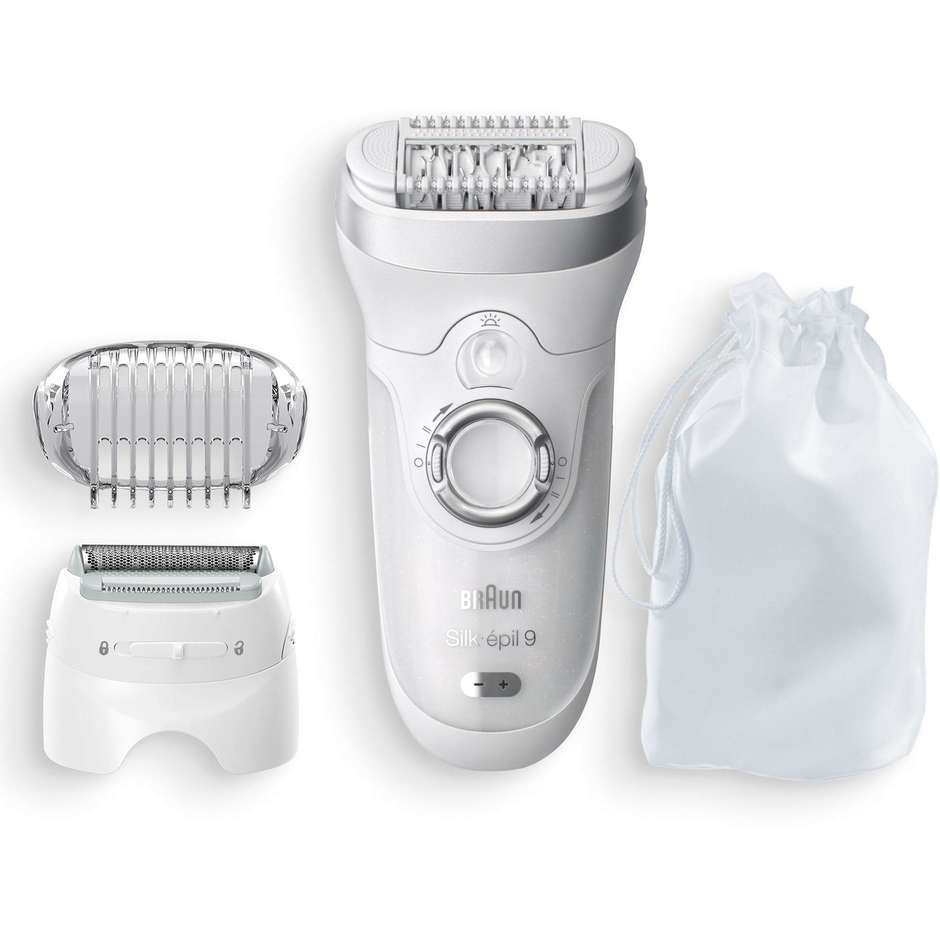 Braun Silk-épil 9 9-705 epilatore bianco Wet & Dry con 40 pinzette