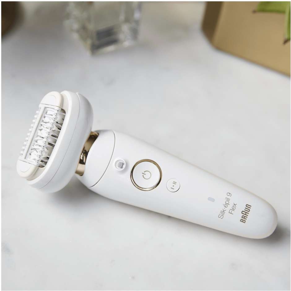 Braun Silk-épil 9 Flex 9-001 epilatore Wet & Dry bianco e oro