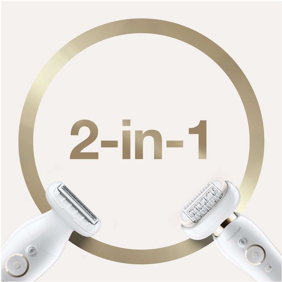 Braun Silk-épil 9 Flex 9-002 epilatore senza filo bianco e oro con 40 pinzette