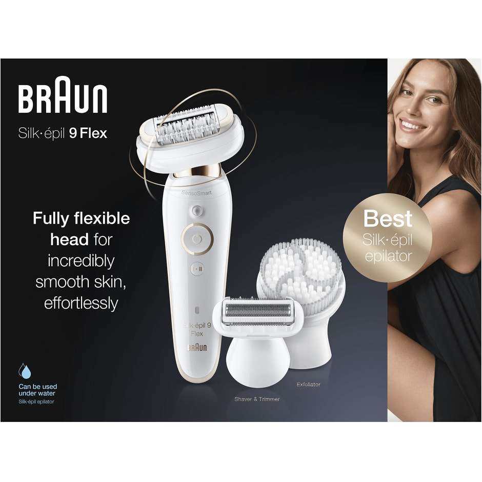 Braun Silk-épil 9 Flex 9030 Epilatore Wet&Dry con 6 accessori colore bianco