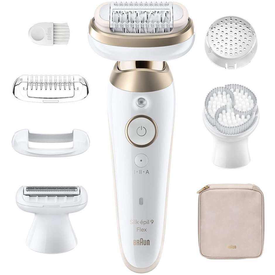 Braun Silk-épil 9 Flex SES9-060 Epilatore Wet & Dry 3D con Testina Rasoio e Spazzola Oro