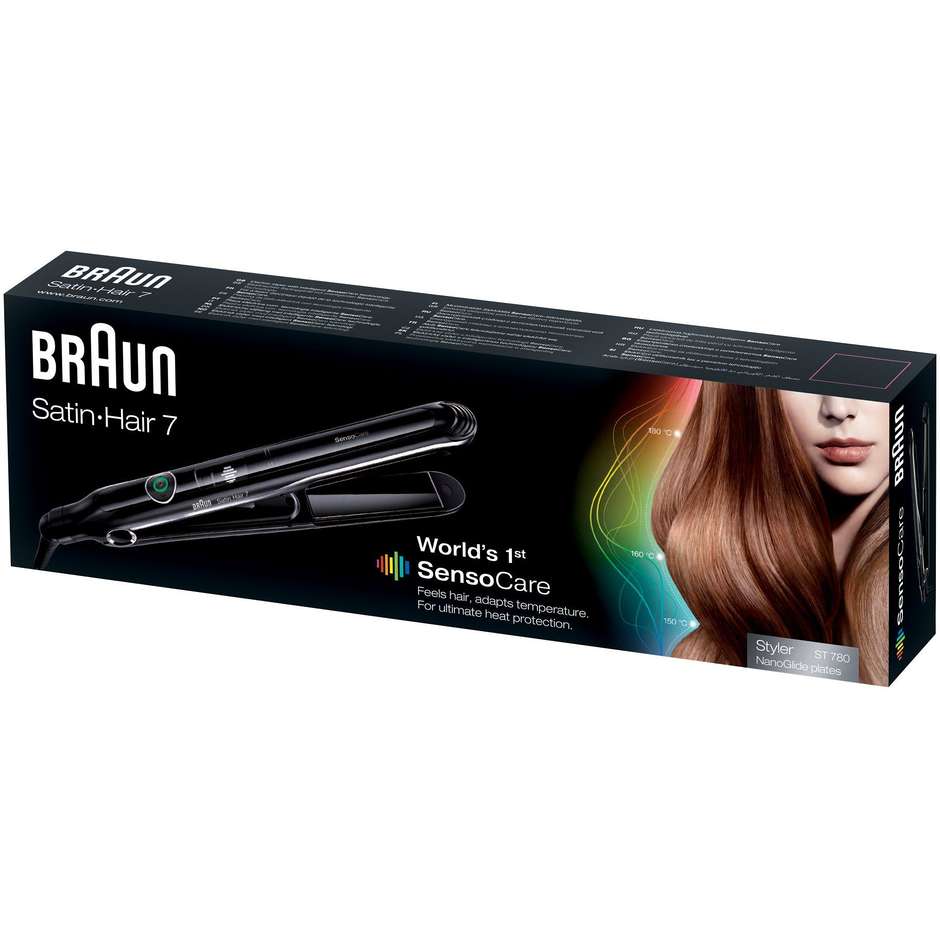 Braun ST780 Satin Hair 7 SensoCare piastra per capelli temperatura 120-200 ºC colore nero